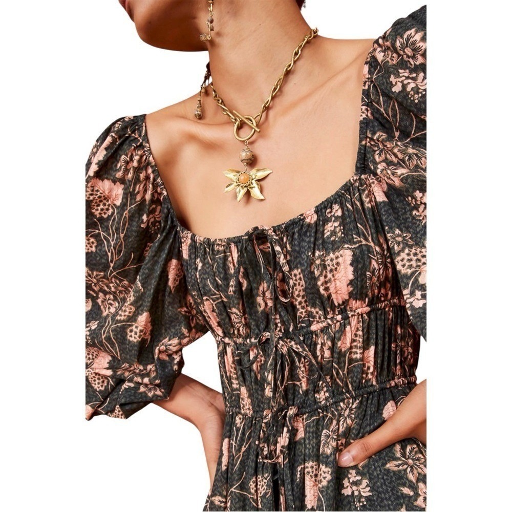New Ulla Johnson Isla Floral Print Puff Sleeve Lined Midi Dress $495 - Picture 2 of 8